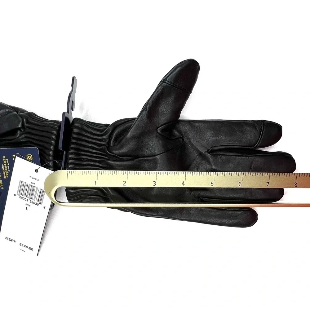 Polo Ralph Lauren Womens Sheepskin Leather Gloves Black Thinsulate Lined New NWT